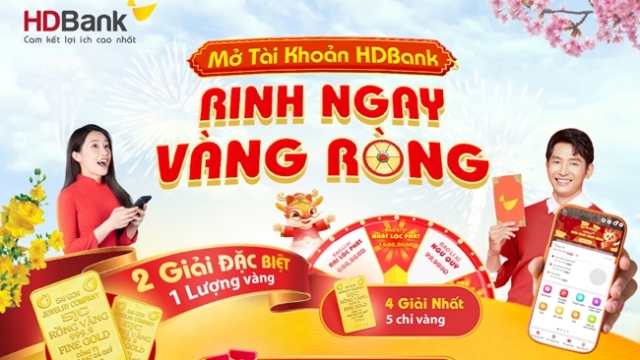 Bất ngờ trúng 1 lượng vàng SJC khi mở tài khoản HDBank