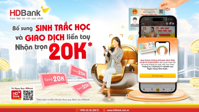 HDBank khuyến nghị khách hàng làm sinh trắc học sớm để giao dịch thông suốt