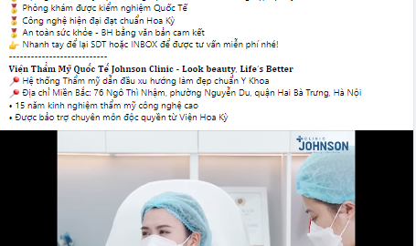 Mặc lời cảnh báo của bác sĩ, thẩm mỹ viện Johnson Clinic vẫn quảng cáo rầm rộ phương pháp nâng ngực, nâng vòng 3 không cần phẫu thuật