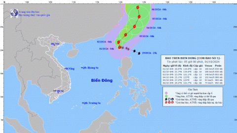 Bão Krathon (bão số 5) giật cấp 17 đã đi vào vùng biển Đông