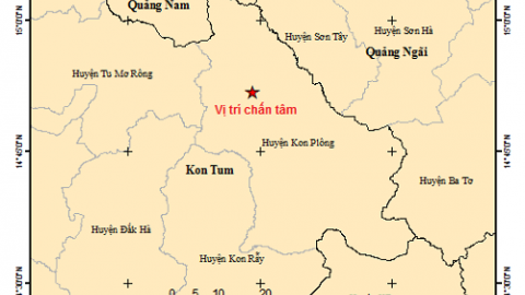 Thêm 4 trận động đất xảy ra hôm nay tại Kon Tum và Quảng Nam