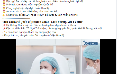 Mặc lời cảnh báo của bác sĩ, thẩm mỹ viện Johnson Clinic vẫn quảng cáo rầm rộ phương pháp nâng ngực, nâng vòng 3 không cần phẫu thuật