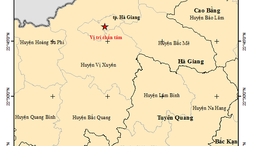 Động đất 3 độ Richter xảy ra ở Hà Giang