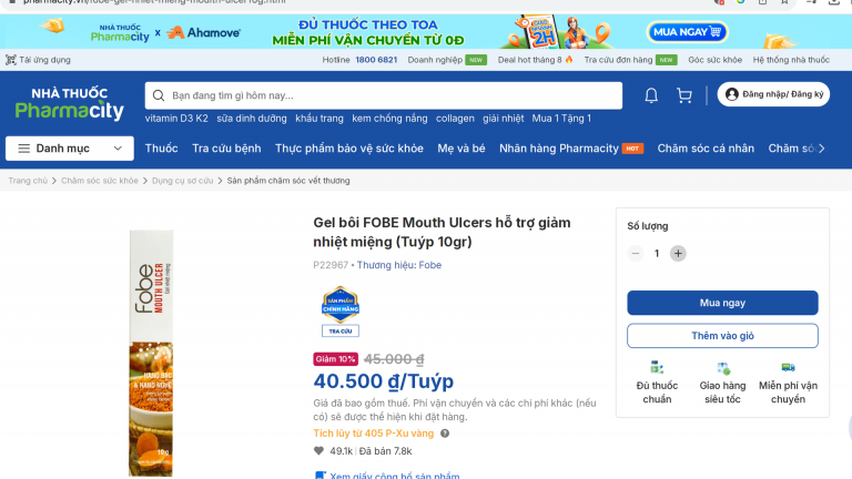 Thu hồi, đình chỉ lưu hành toàn quốc lô gel nhiệt miệng Fobe Mouth Ulcer không đạt chất lượng