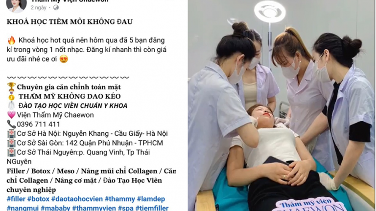 Thẩm mỹ viện Chaewonđào tạo tiêm filler, botox không phép