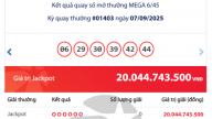 Kết quả xổ số Vietlott Power ngày 8/9/2025
