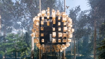 Khách sạn lơ lửng ẩn trong 350 'chuồng chim' tạo hình khối cầu