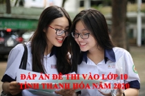 Đáp án đề thi vào lớp 10 môn Toán năm 2020 tỉnh Thanh Hóa
