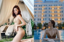 Hoa hậu Đỗ Mỹ Linh diện bikini táo bạo khoe eo nhỏ xíu