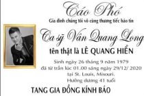 Gia đình đồng ý phát trực tiếp lễ viếng NS Vân Quang Long tại Mỹ