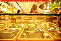 Bảng giá vàng hôm nay 28/8: Giá vàng tăng gần 700 nghìn/lượng