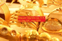 Bảng giá vàng hôm nay 31/8: Giá vàng SJC, vàng 9999 đứng im