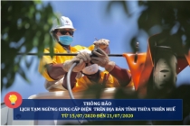Thừa Thiên Huế: Lịch cúp điện từ ngày 15/7 đến ngày 21/7/2020