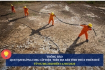 Lịch cúp điện ở Thừa Thiên Huế từ ngày 5/8 đến ngày 11/8/2020