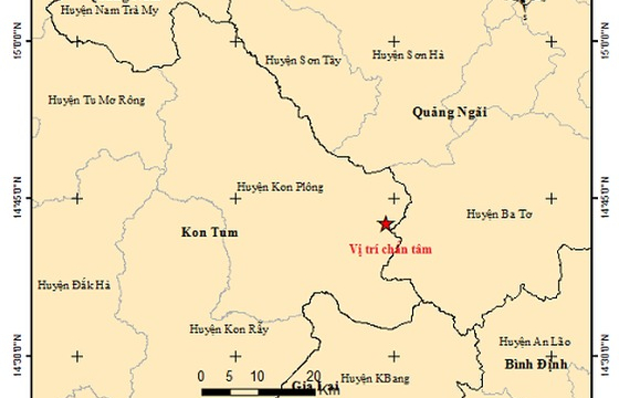 Liên tiếp 3 trận động đất lúc rạng sáng ở Kon Tum