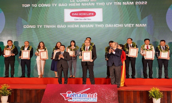 Dai-ichi Life Việt Nam vinh dự đạt danh hiệu 'Top 2 Công ty Bảo hiểm Nhân thọ uy tín năm 2022'