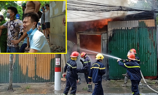 Cháy lớn trong ngày Hà Nội giãn cách xã hội, chủ nhà bất lực gào khóc