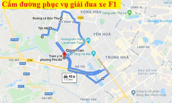 Hà Nội: Điểm tên những tuyến đường bị cấm phục vụ chặng đua F1 Việt Nam