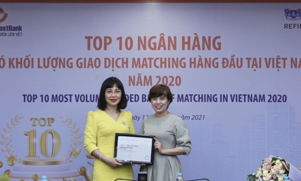 LienVietPostBank được vinh danh trong top 10 Ngân hàng có khối lượng giao dịch Matching lớn nhất thị trường ngoại hối Việt Nam 2020