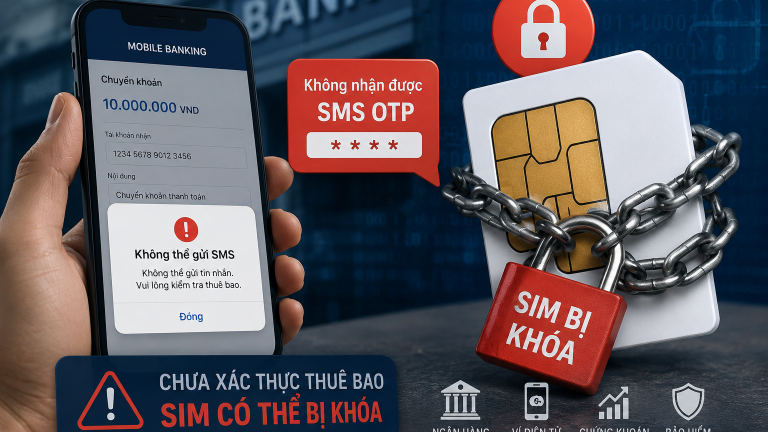 SIM bị khóa vì chưa xác thực: Nguy cơ 'đứt mạch' giao dịch ngân hàng điện tử?