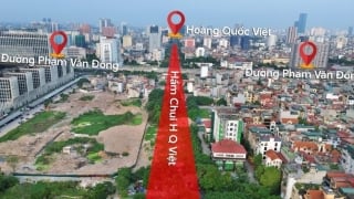 Toàn cảnh khu vực xây hầm chui Hoàng Quốc Việt  - Trần Vỹ - Phạm Văn Đồng