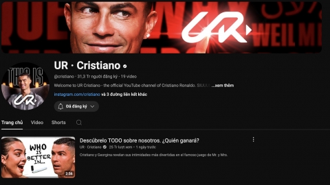 Vừa mở kênh Youtube đã nhận ‘nút kim cương’, Ronaldo kiếm bộn tiền nhờ lượt xem khủng