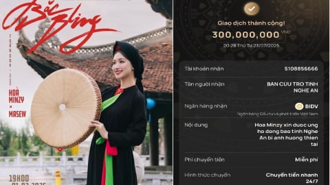 Hòa Minzy ủng hộ 300 triệu đồng giúp bà con Nghệ An vượt qua bão số 3