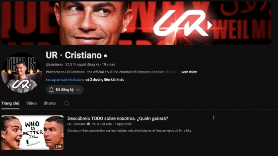 Vừa mở kênh Youtube đã nhận ‘nút kim cương’, Ronaldo kiếm bộn tiền nhờ lượt xem khủng