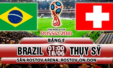 Xem trực tiếp Brazil vs Thụy Sỹ trên kênh VTV3 lúc 1h00 sáng 18/6