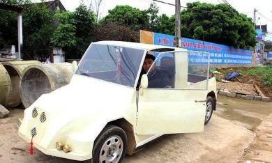 Ngỡ ngàng 'ô tô bán tải' làm từ động cơ xe máy của thợ hàn Nghệ An
