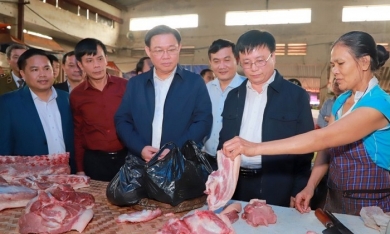 Phó Thủ tướng Vương Đình Huệ đi chợ tết, mua thực phẩm tại Nghệ An