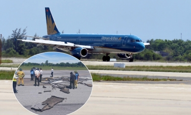 Đường băng sân bay nứt vỡ, hành khách bay Vinh phải chuyển sang Thanh Hóa