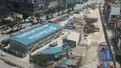 Tăng tốc thi công ga ngầm Kim Mã tuyến đường sắt Nhổn - Ga Hà Nội