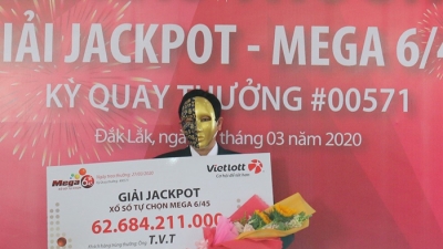Kết quả Vietlott: Khách hàng Đắk Lắk nhận thưởng hơn 62 tỷ đồng, dành 1 tỷ đồng làm từ thiện