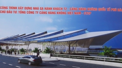 Nhà ga T2 sân bay quốc tế Phú Bài sẽ có mái vòm che màu tím Huế đặc trưng