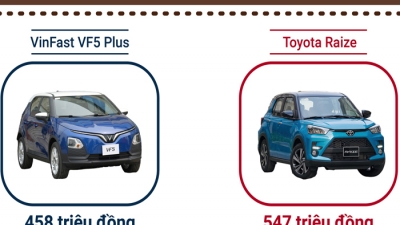 Ô tô điện VinFast VF5 Plus và Toyota Raize: So sánh ưu thế khi chọn mua