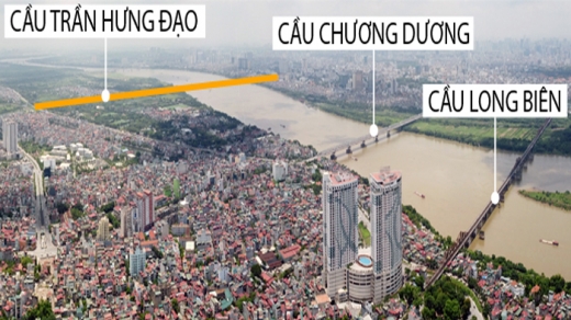 'Cận cảnh' vị trí cầu Trần Hưng Đạo nối hai quận Hoàn Kiếm - Long Biên