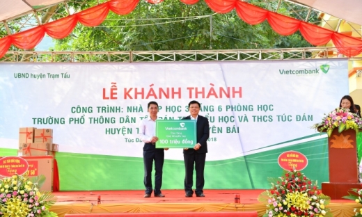 Khánh thành công trình nhà lớp học tại tỉnh Yên Bái do Vietcombank tài trợ 3 tỷ đồng
