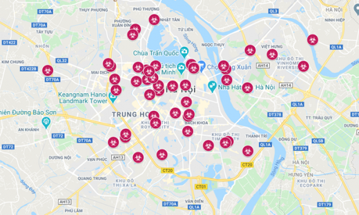 Google Map gây hoang mang khi cung cấp bản đồ dịch Covid-19 tại Hà Nội