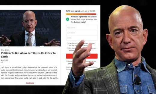 Tỷ phú Jeff Bezos sắp bay vào vũ trụ, hơn 14.000 người kêu gọi đừng quay lại Trái Đất