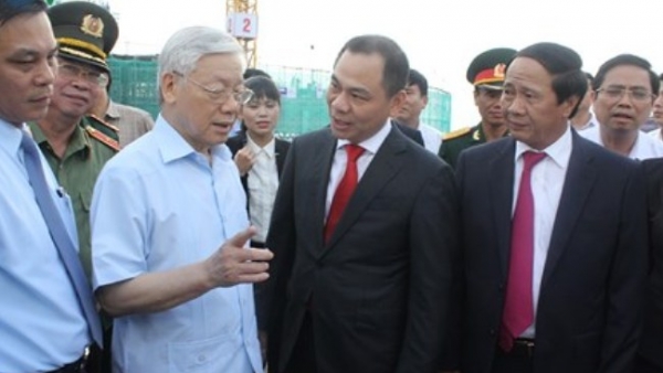 Tổng Bí thư thăm công trường dự án Tổ hợp ô tô Vinfast, cầu Tân Vũ - Lạch Huyện