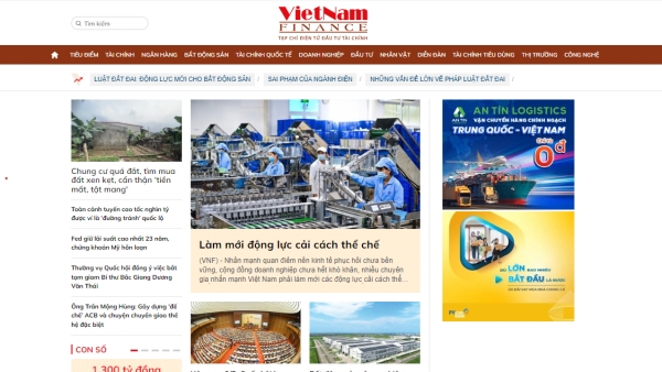 VietnamFinance thay giao diện, hướng tới mục tiêu mới 