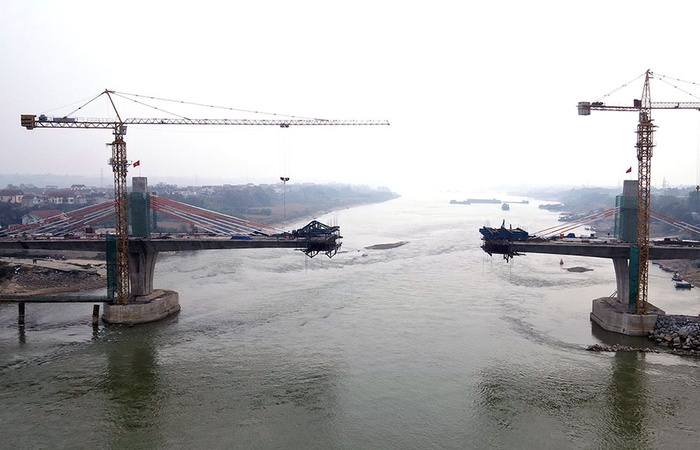 Tiến độ xây dựng cầu Vĩnh Phú 540 tỷ đồng nối Vĩnh Phúc - Phú Thọ