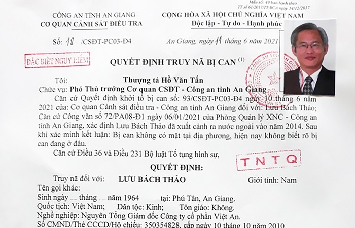 Truy nã đặc biệt nguy hiểm cựu CEO Công ty Cổ phần Việt An vì chiếm đoạt 600 tỷ đồng