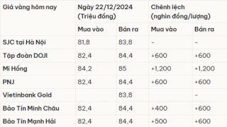 Giá vàng mới nhất 22/12/2024: Chấm dứt chuỗi 'lao dốc'