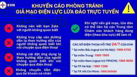 EVN khuyến cáo người dân cảnh giác với 'chiêu trò' giả mạo điện lực để lừa đảo trực tuyến