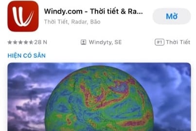 Ứng dụng theo dõi bão dẫn đầu lượt tải tại Việt Nam 