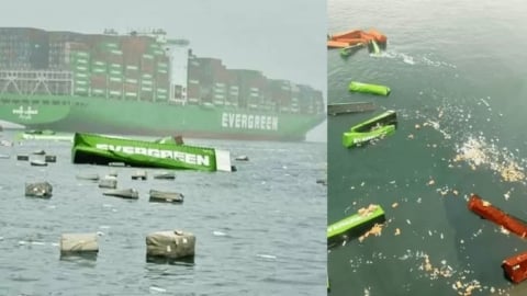 Evergreen: 80 container rơi xuống biển, chuỗi cung ứng toàn cầu chấn động
