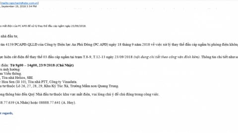 Sự cố sập website ngày 23/9 đã được QTSC thông báo trước