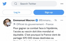 Tổng thống Pháp Macron thông báo chia sẻ 670.000 liều vaccine Covid-19 cho Việt Nam
